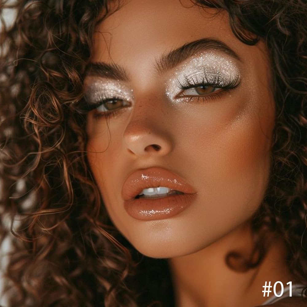 Single Cream Glitter Eyeshadow, Shimmer Eyeshadow Palette, Korean Eye Glitter Makeup, Ultra-Blendable, Sparkle Silver Eye Shadow, Single Shade Metallic Pigmented (Sparkle white)