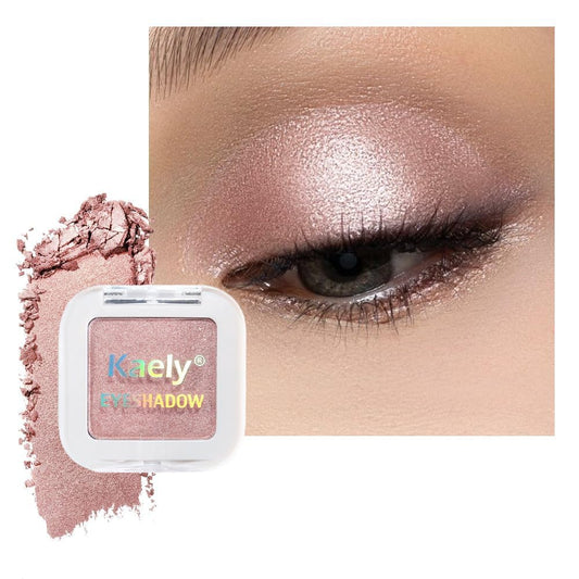 evpct Dusty Pink Champagne Single Eyeshadow Palette, Rose Gold Ice Pink Nude Glitter Cream Eye shadow Palette Singles Brightener Makeup for Older Women, High Pigment Waterproof Monochrome Eyeshadow