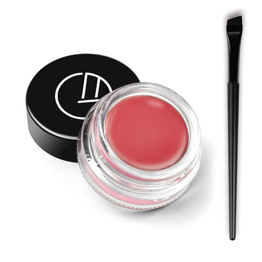 Eyeliner Gel Set,Long Lasting Waterproof With 5.51 IN Long Eyeliner Brush,High-Intensity Pigments Smudge-Proof Eye Liner Makeup Creamy Gel 5G-Rose Red