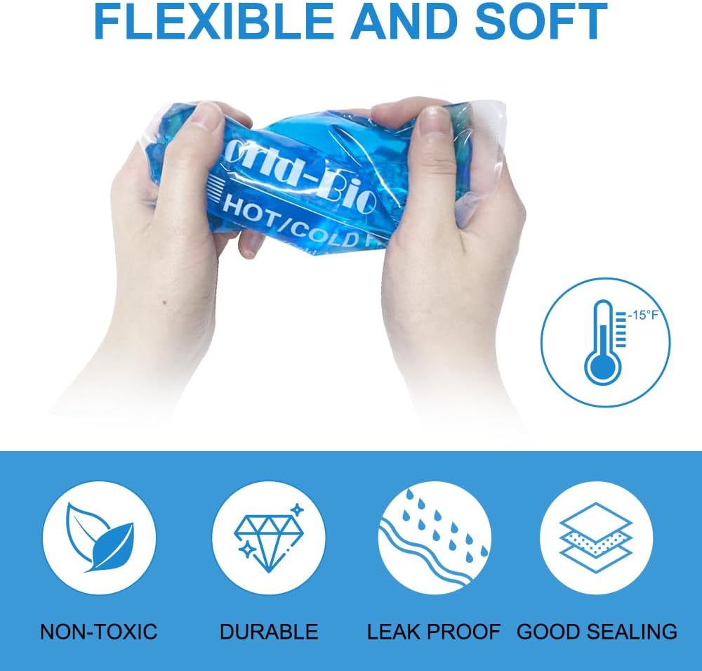 Soft Cold Packs for Injuries Reusable 4 Pack, Hot and Cold Gel Pack for Headaches, Joint Pain Relief, Comfort Ice Gel Pack Flexible Therapy on Neck, Ankle, Knee, Leg, Shoulder, Elbow, Wrist, Feet