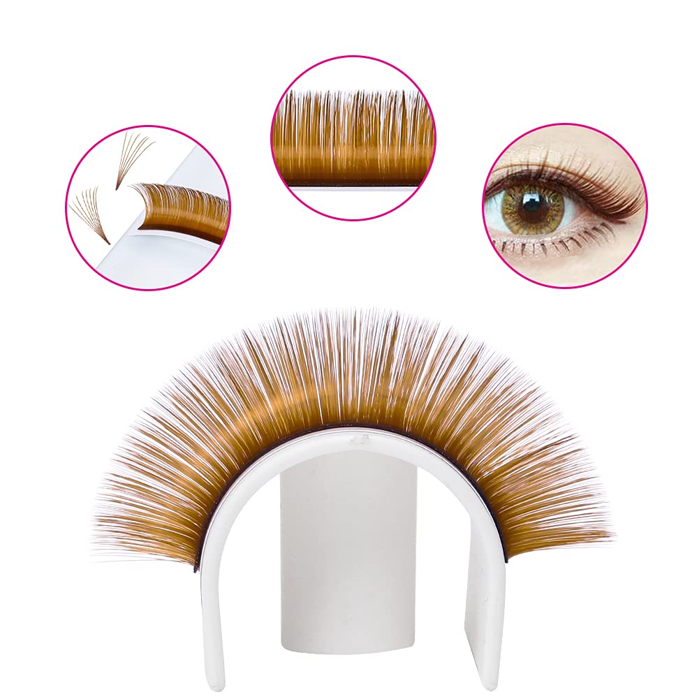 Volume Eyelash Extensions Easy Fan Lashes 0.07 C Curl Eyelash Volume Extensions Faux Mink Self Blooming Colored Lash Extensions (Blond 0.07-C, 8-14mm)