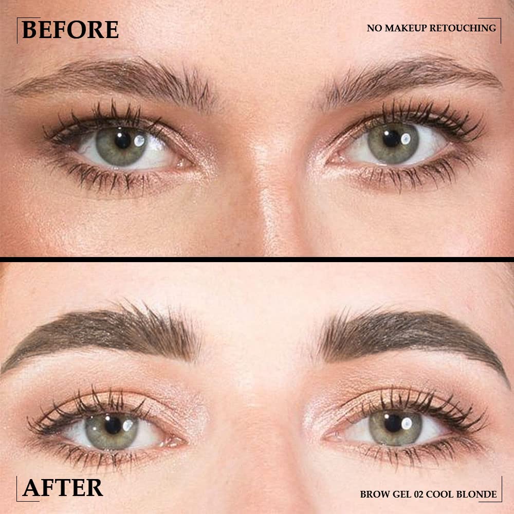 Tinted Thickening Brow Mascara,Brow Fast Sculpt,Waterproof, Transfer-proof, Brush to Fill in Eyebrows and Cover Gray Hairs - Cruelty Free - Light Medium Brown (1pc 02 Cool Blonde)