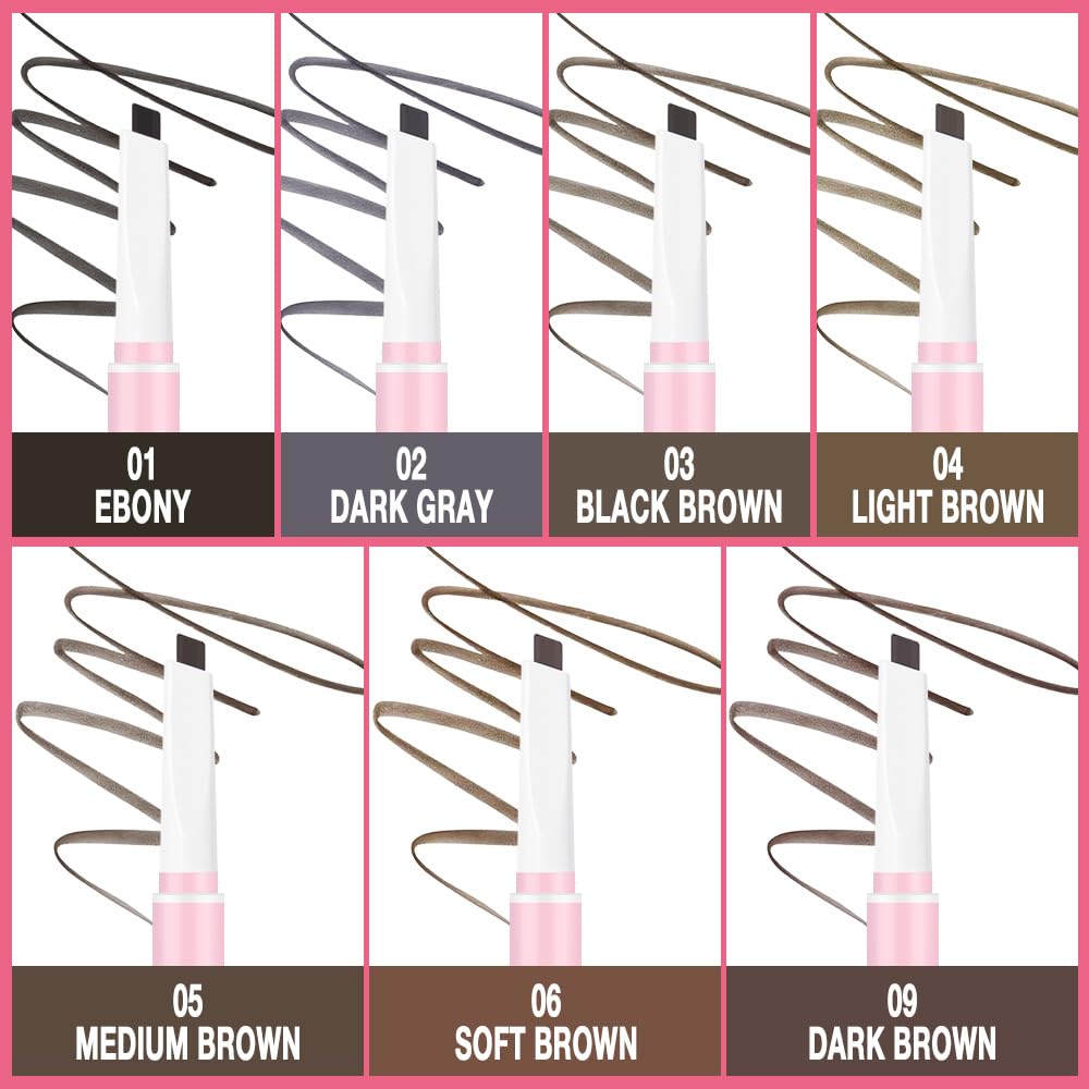 3Pcs Waterproof Eyebrow Pencil, Professional Makeup Micro Brow Pencil, Double-ended ultra-fine eyebrow pencil, Ultra-Fine Mechanical Pencil (3, 01#Ebony)