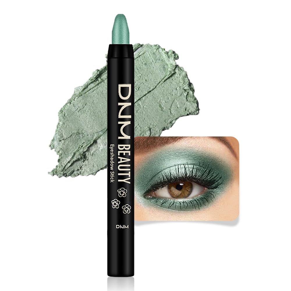 evpct Green Shimmer Cream Eye Shadow Brightener Sticks Set for Eyes, Green Shimmery Matte Pencil Eye shadow Applicator Stick Pen Palette Makeup Waterproof sombras en crema para ojos 34#