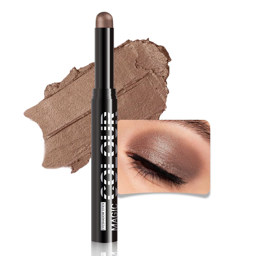 Mocha Shimmer Cream Eye Shadow Stick Makeup for Women, Mocha Shimmer Matte Eye Shadow Brightener Stick for Eyes, Long-lasting Waterproof Eyeshadow Pencil Applicator Blendable for Eye Highlight 14
