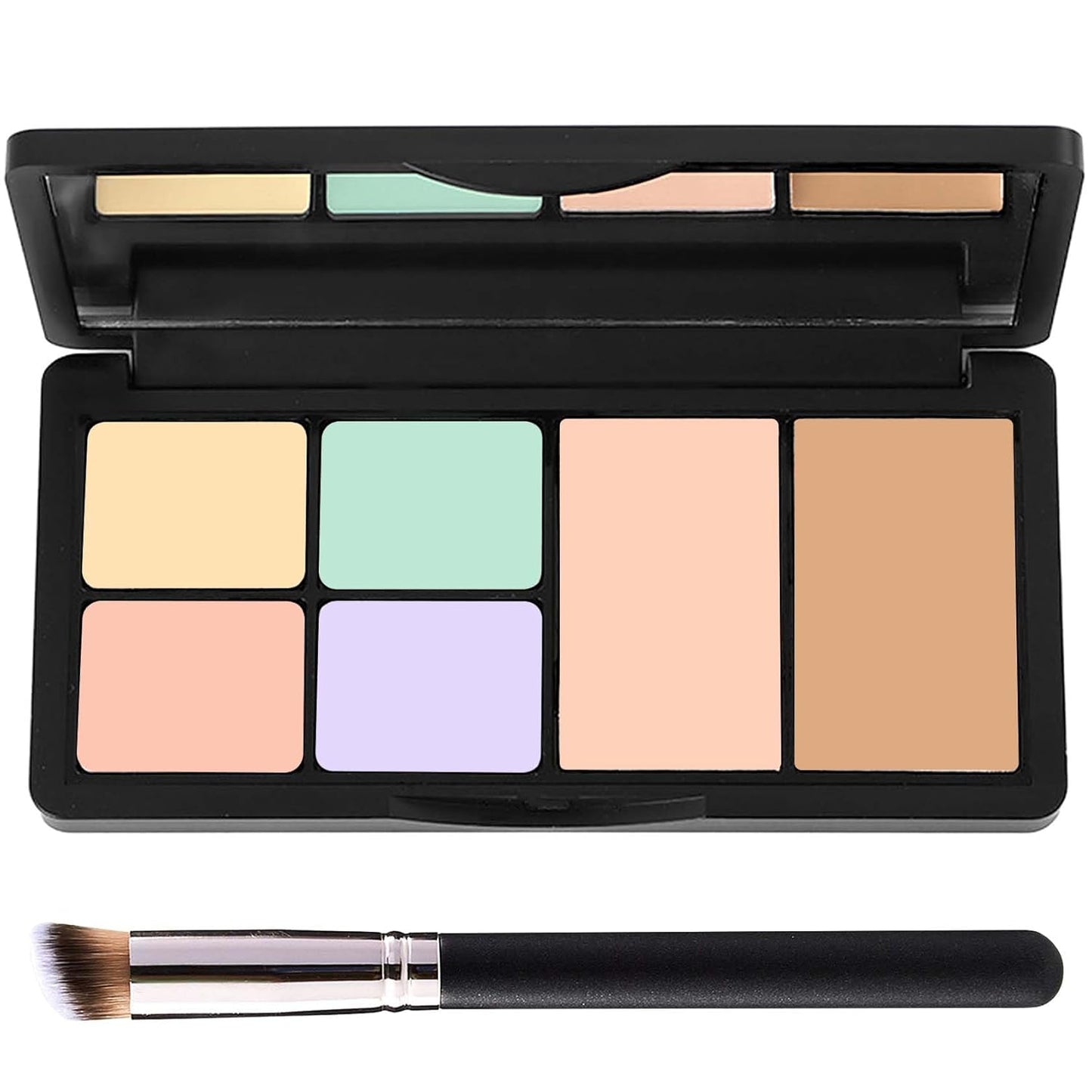 6 Colors Correcting Concealer Contour Palette,Concealer Cream Contour Makeup Palette,Contouring Foundation Highlighting Makeup Kit with Brush（01#）