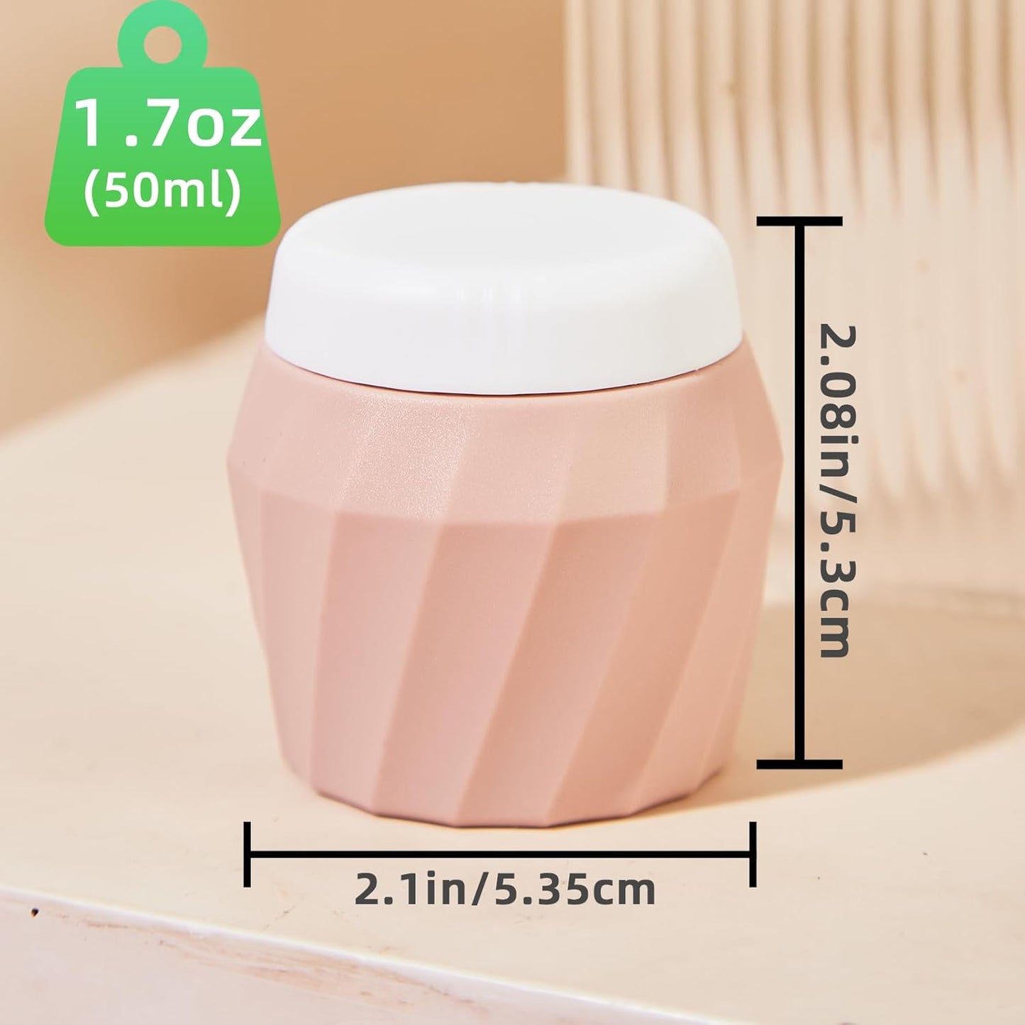 Travel Containers for Toiletries, Premium Silicone Cosmetic Cream Jars, TSA Approved Leak-Proof Refillable Travel Size Toiletries with Clear Bag for Cosmetic Face Body Cream (Apricot, 1.7OZ)