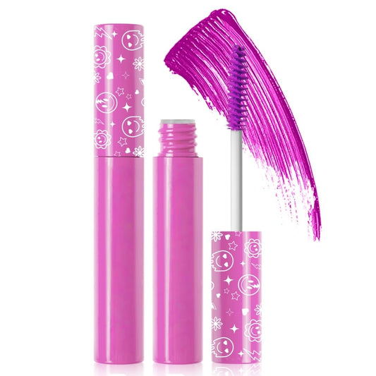 6 Colors Fluorescent Mascara, Glow Colored Mascara, Parties, Weddings, Stage Use, Party Night, Halloween Christmas Parties, High Pigmented, Apply to Eyelashes/Eyebrows/Hair (Purple)