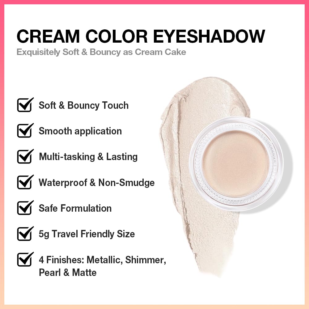 Kaely Single Cream Eyeshadow Pot, Creme Brulee Shimmer Eye Shadow for Older Women High Pigmented Waterproof, Natural Eyeshadow Palette Makeup Brightener, sombras en crema para ojos, Blendable, 705