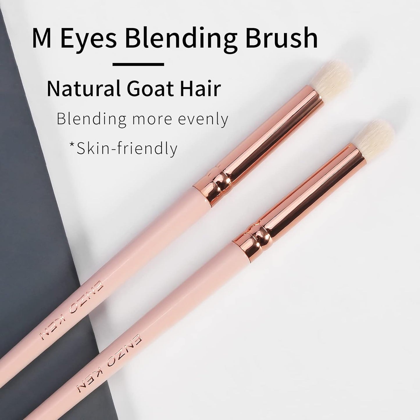 Natural Goat Hair Eyeshadow Brush, ENZO KEN Small Blending Eye Shadow Brush, Eye Shadow Blending Brush, Eye Blending Brush, Nose Contour Brush, Single Natural Hair Makeup Brush, Eye Brush. Pink, E404M