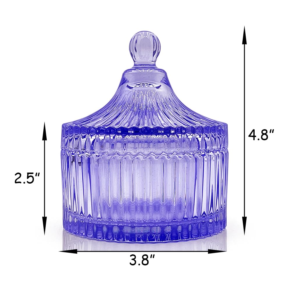 Ultra Soft Powder Puff and Container 3.3" High Density Velvet Dusting Washable Reusable Powder Puff,Body Powder Puff and Glass Jar Holder Loose Powder Box with Puff for Face Makeup(Purple)