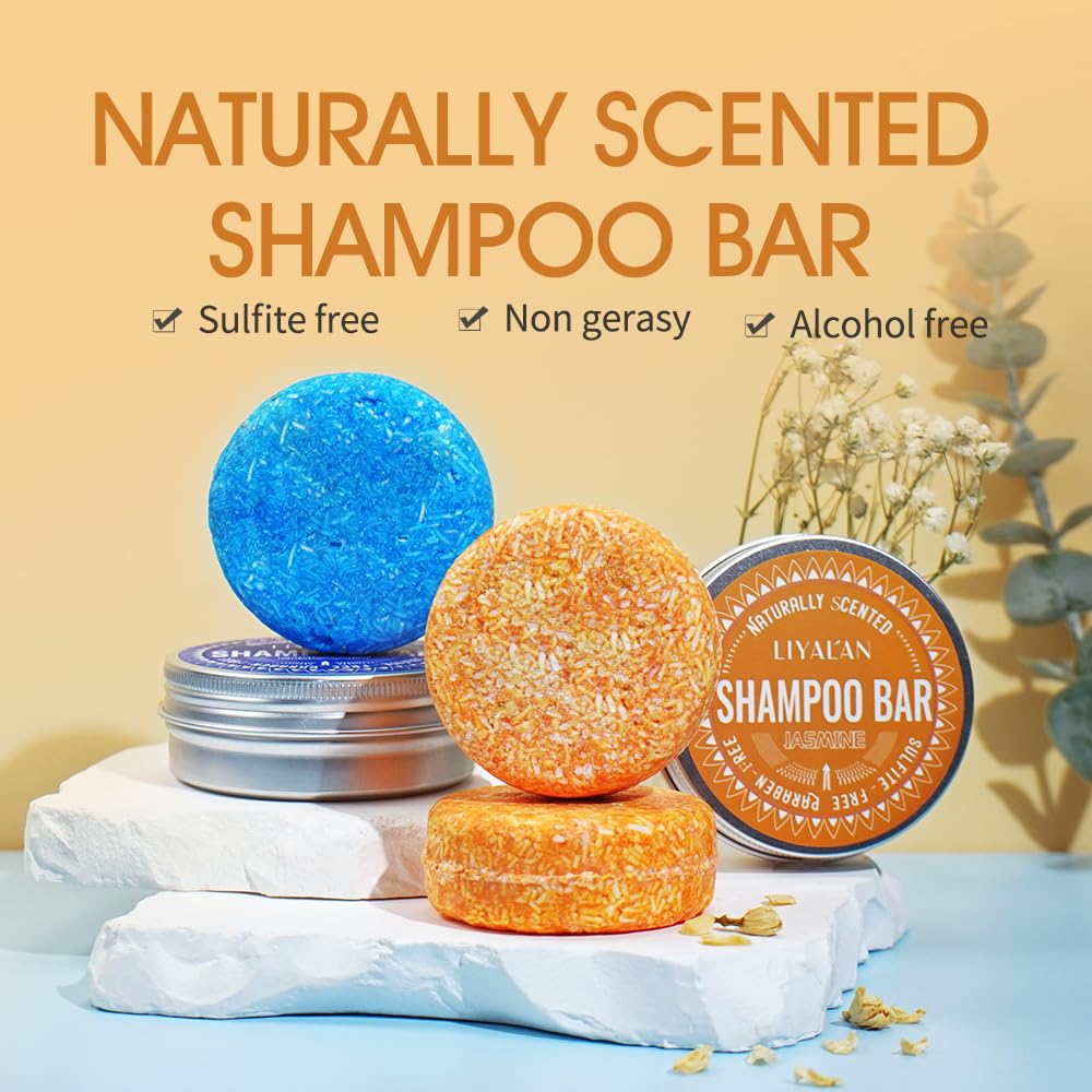 LIYALAN Shampoo Bar for Hair Solid Soap(2 Pack) Rosemary and Jasmine Shampoo Bar,Deep Cleansing Hair Shampoo for Fine Oily Hair