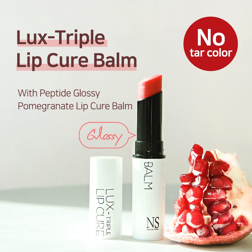 Lux Triple Lip Cure Glossy Balm MUSE (Rose Coral) (0.17oz) 4 million units sold in Korea, Natural Tinted Korean Lip Balm, Petroleum/Paraben Free, Lip Butter,lip balm hydrating