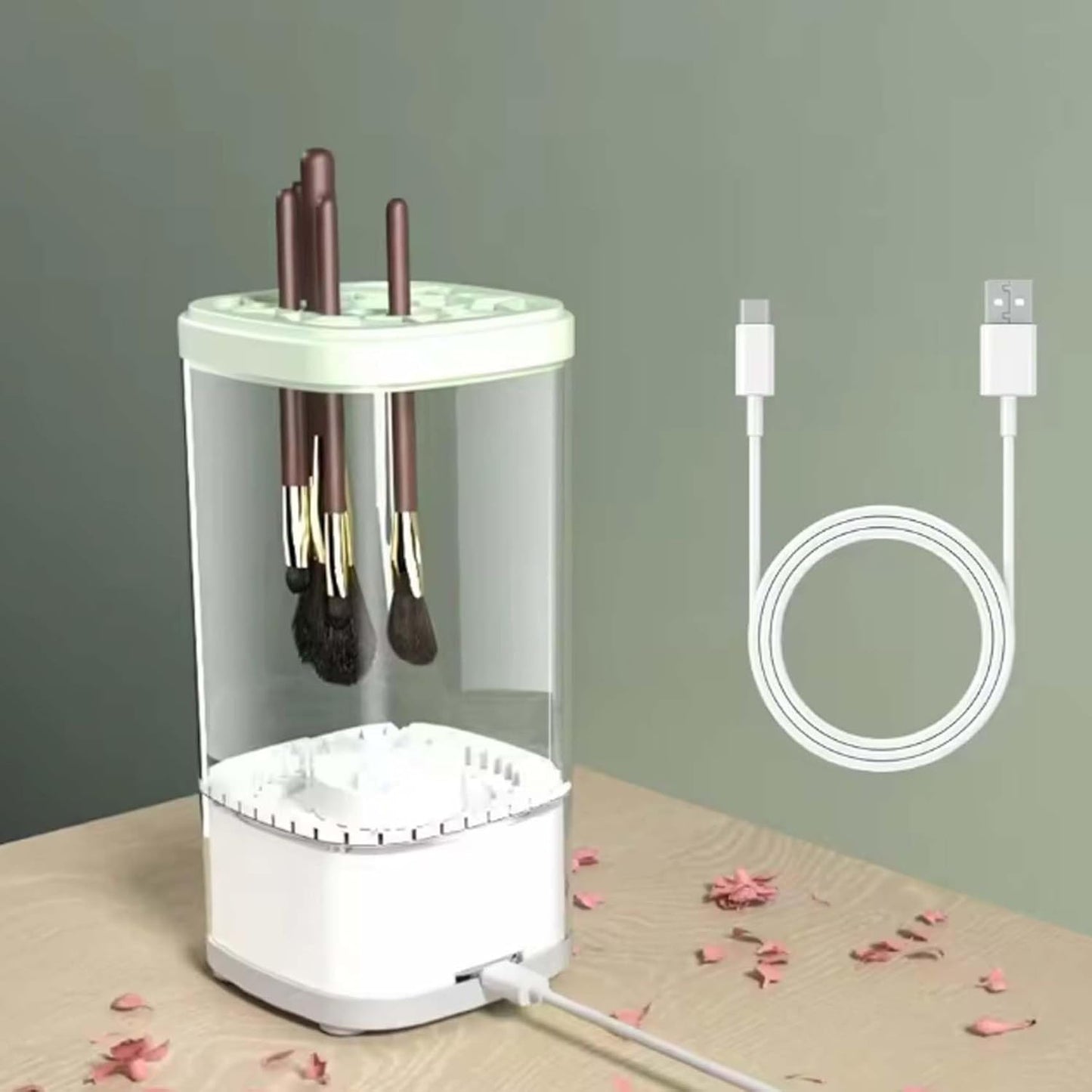 Wavearnn Electric Makeup Brush Cleaner,2025 upgrade 2-in-1 Electric Makeup Brush Automatic Cleaner,Efficient Deep Cleaning All Types Of Brushes,For All Types Of Brushes Set (Plug-in type,White)