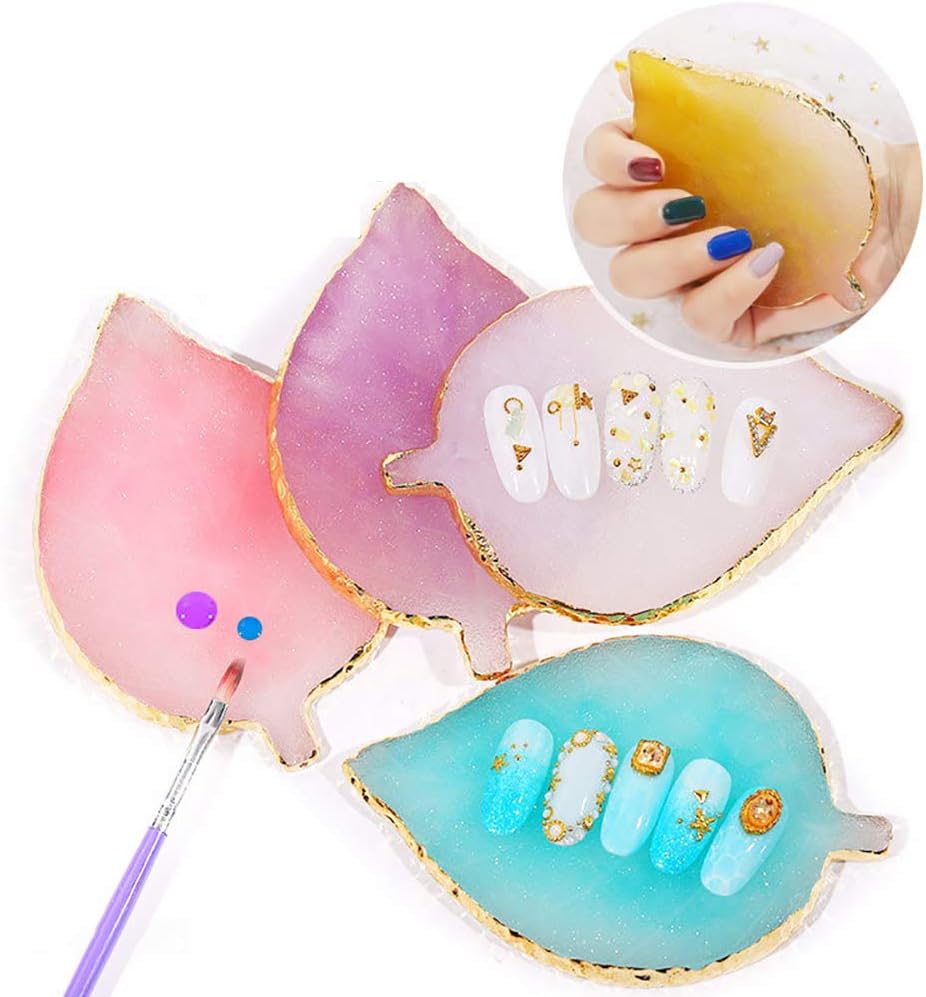 1 Pcs Leaf Resin Nail Art Palette Painting Makeup Palette Tray Cosmetic Nail Gel Polish Colors Mixing Pallet Purple