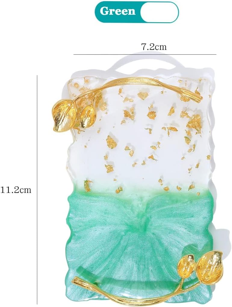 2023 Retro Nail Art Palette, Nail Painting Mixed Color Palette with Leaves Handle, Nail Holder Gel Color Makeup Display Board Pallet (Green)