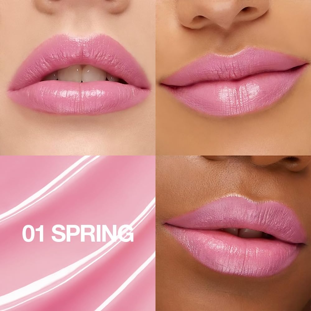 2Pcs Tinted Lip Balm Moisturizing Lipstick – Soft Pale Pink Sheer Hydrating Lip Color for Dry Lips – Nourishing Lip Balm for All Women with a Subtle Natural Scent (S01 & S01)
