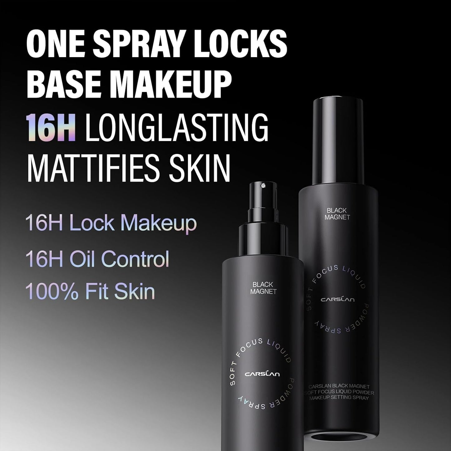 1.0 Soft Focus Pressed Setting Powder + Black Magnet Setting Spray, Longwear Oil Control, Waterproof Combo, All Day Longlasting Makeup Set