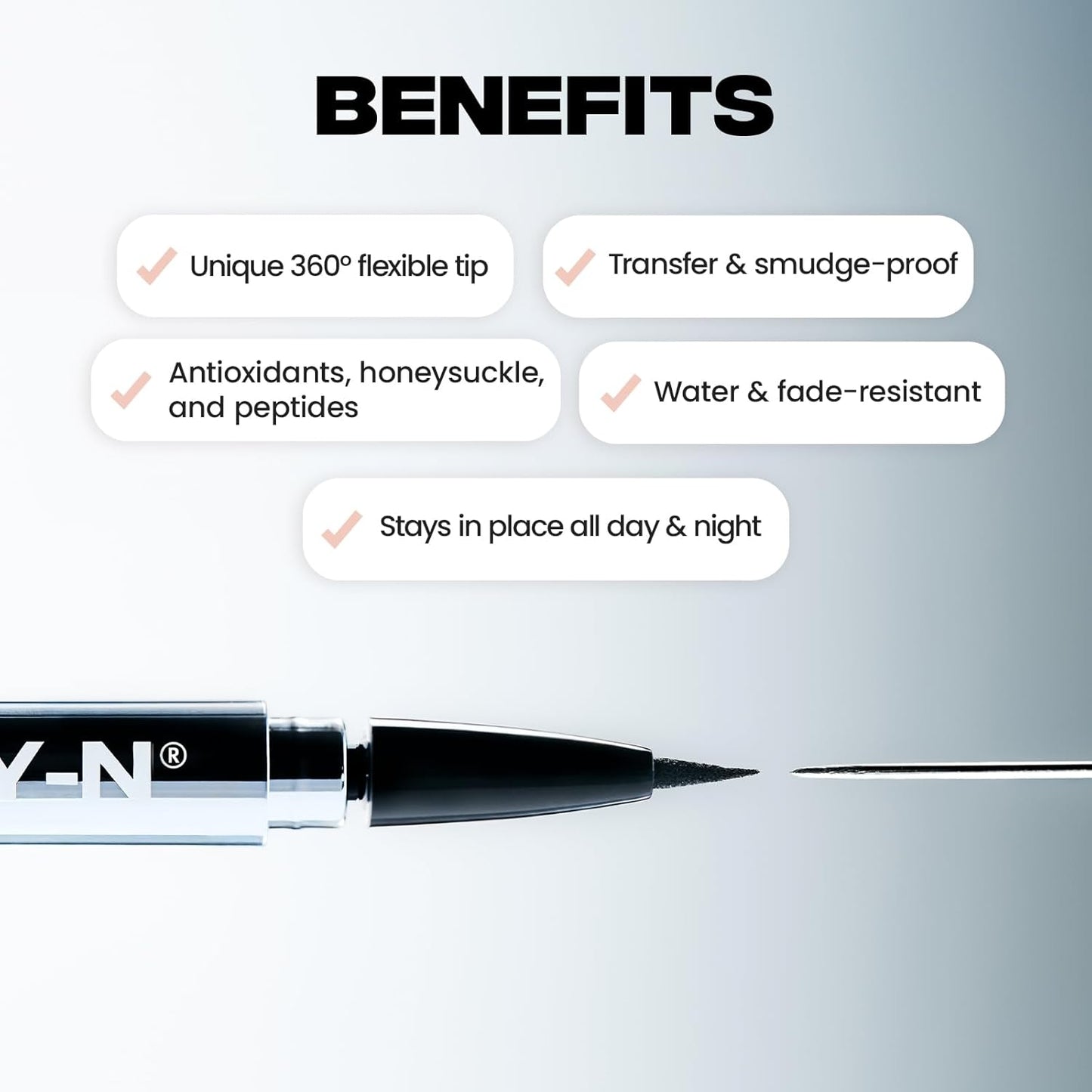 Sacheu Liquid Eyeliner STAY-N Long Wear Waterproof Eyeliner Pen with Ultra-Precise 360° Flexible Tip — Smudge-Proof Vegan & Cruelty-Free Eye Makeup, Eye’m Crisp