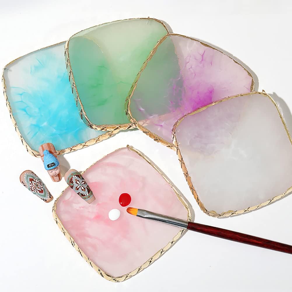 Square Nail Art Palette Painting Makeup Palette Tray Cosmetic Nail Gel Polish Colors Mixing Pallet Pink