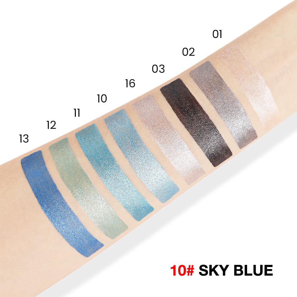evpct Sky Blue Shimmer Cream Eye Shadow Brightener Sticks Set for Eyes, Blue Shimmery Matte Pencil Eye shadow Applicator Stick Pen Palette Makeup Waterproof sombras en crema para ojos 10#