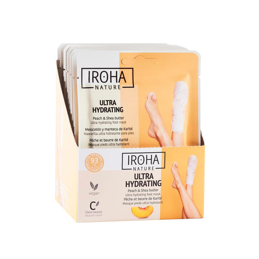 IROHA NATURE Repairing Foot Mask Socks with Peach & Shea Butter | 15 Pairs | Deep Hydration & Instant Repair | For Dry & Cracked Feet | Natural & 100% Vegan | Proven Results