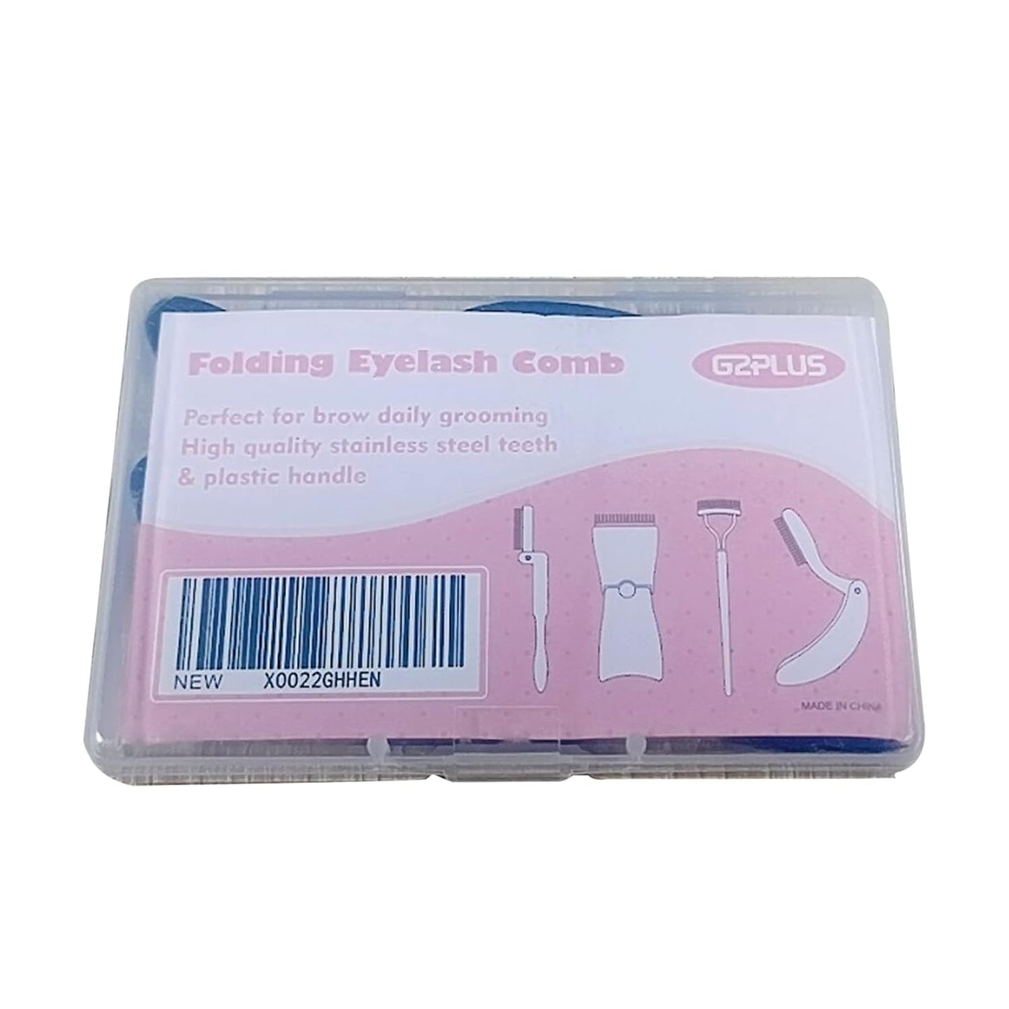 G2PLUS 4PCS Folding Eyelash Comb, Eyebrow Comb Metal Teeth, Eyelash Separator Comb, Eyelash Brush and Comb, Professional Tool for Define Lash & Brow (Pink+Black)