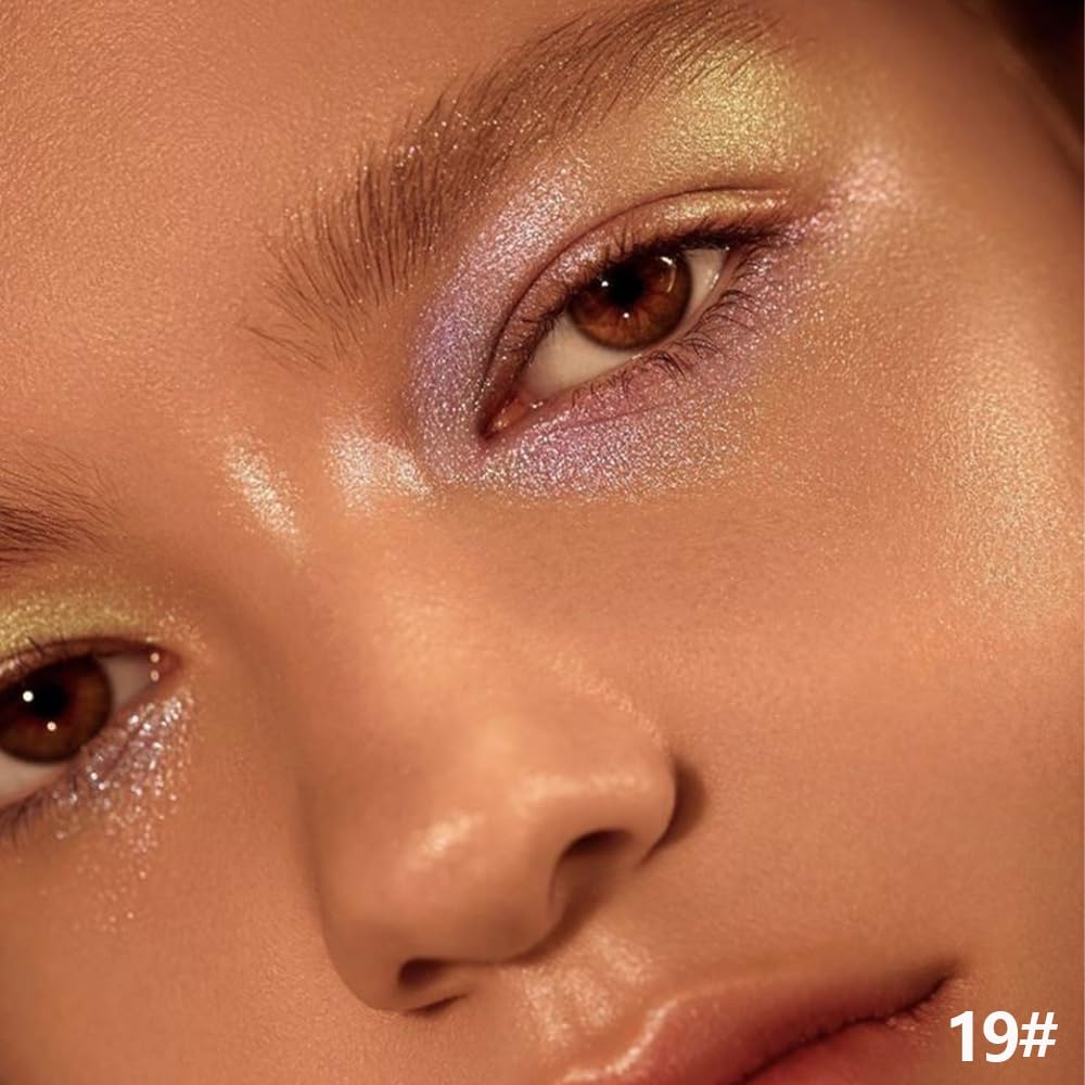 Transparent Pink Shimmer Cream Eye Shadow Stick Makeup for Women, Transparent Pink Shimmer Matte Eye Shadow Brightener Stick for Eyes, Waterproof Eyeshadow Pencil Applicator Blendable for Eye 19