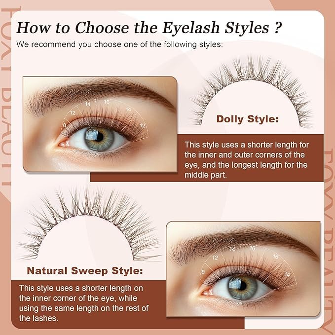 Lash Clusters - Dark Brown Lashes 360PCS Natural Wispy Fluffy Eyelash Clusters 8-16 MM Eyelash Extensions D Curl Faux Mink Lash Extensions DIY at Home