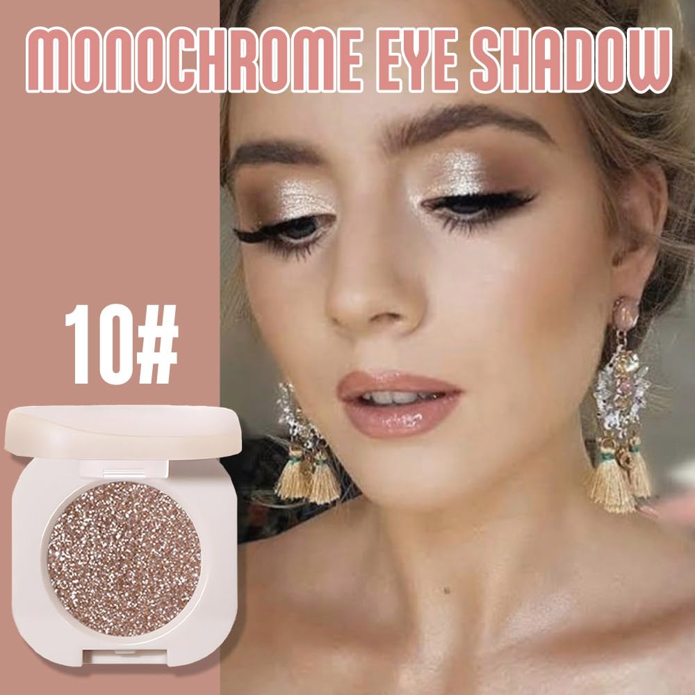 2Pcs Glitter Shimmer Sparkle Eyeshadow Palette Makeup For Women, Light Brown & Silver Glitter Shimmer Metallic Holographic Multichrome Cream Iridescent Single Monochrome Eye Shadow Makeup