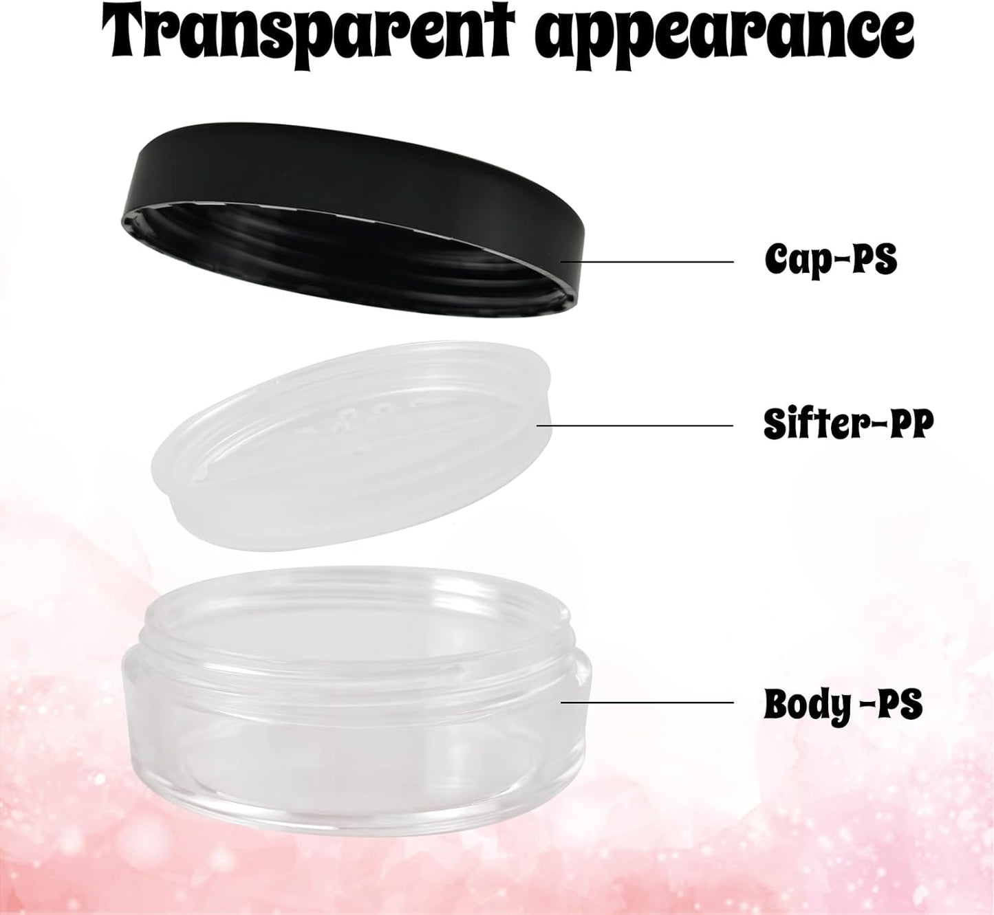 Nirvany 12Pcs 10ml Refillable Loose Powder Containers, Black Travel Makeup Jars with Rotating Sifter & Leakproof Screw Lids (12)