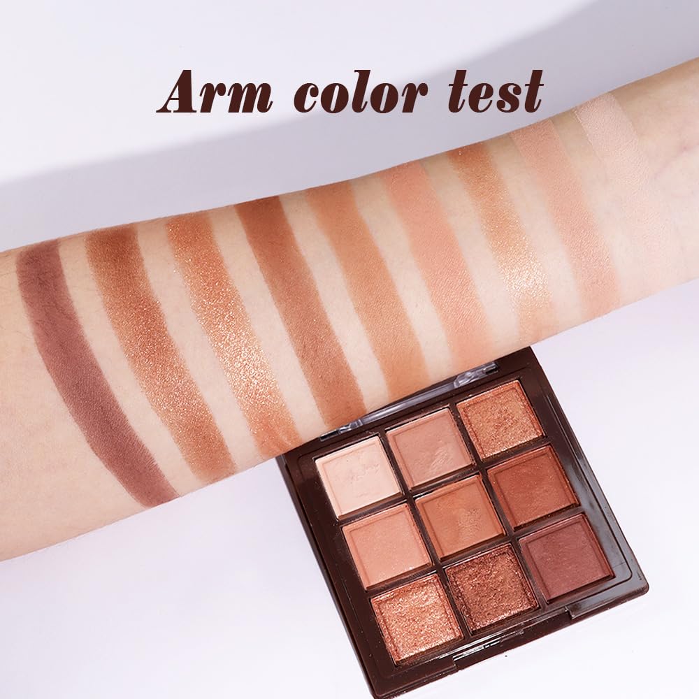 Neutral Nude Brown Smokey Eye Eyeshadow Palette Makeup, Matte & Shimmer Rose Gold Bronze Cream Eyeshadow Palette,Highly Pigmented Natural Eyeshadow for Eyes Long Lasting Naturing-Looking A-04