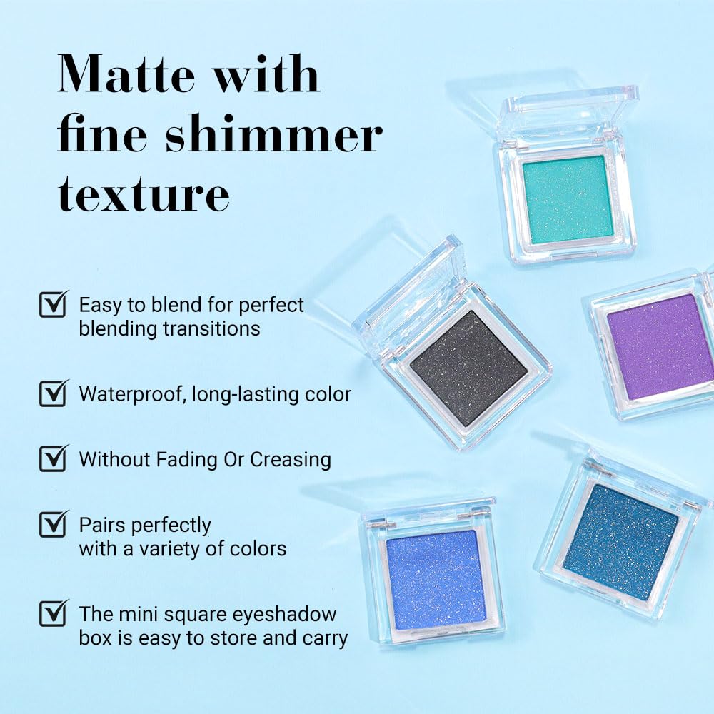 Shimmer Single Eye Shadow Palette Makeup, Mint Green Shimmer Monochrome Eyeshadow Halloween Birthday Party Wear For Green Blue Eye, Pigmented Waterproof Sombras Para Ojos