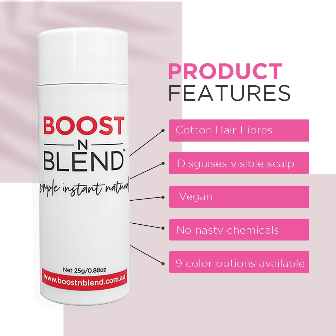 Boost N Blend Scalp Concealer - Hair Volumizer Powder for Thinning Hair and Visible Scalp (25g/0.88oz) - The Only Cotton Fibers for Women