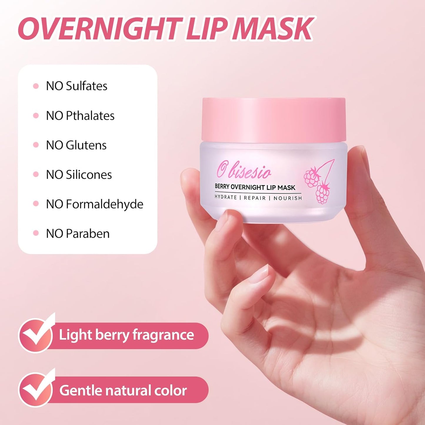 Lip Sleeping Mask,Moisturizing Lip Balm Containing Squalane and Jojoba Oil,Lip Care Cream That Provides Long-Lasting Moisture and Deep Nourishment,Fruity-Scented Lip Balm,Light and Non-Sticky.