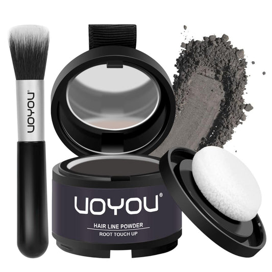 Root Touch Up Powder Instantly Conceals Hair Loss, Gray Root Cover Up Powder, Water & Sweat Resistant Hair Powder for Thinning Hair Men & Women, Includes Brush (Grey, 4g Bottle with Brush)