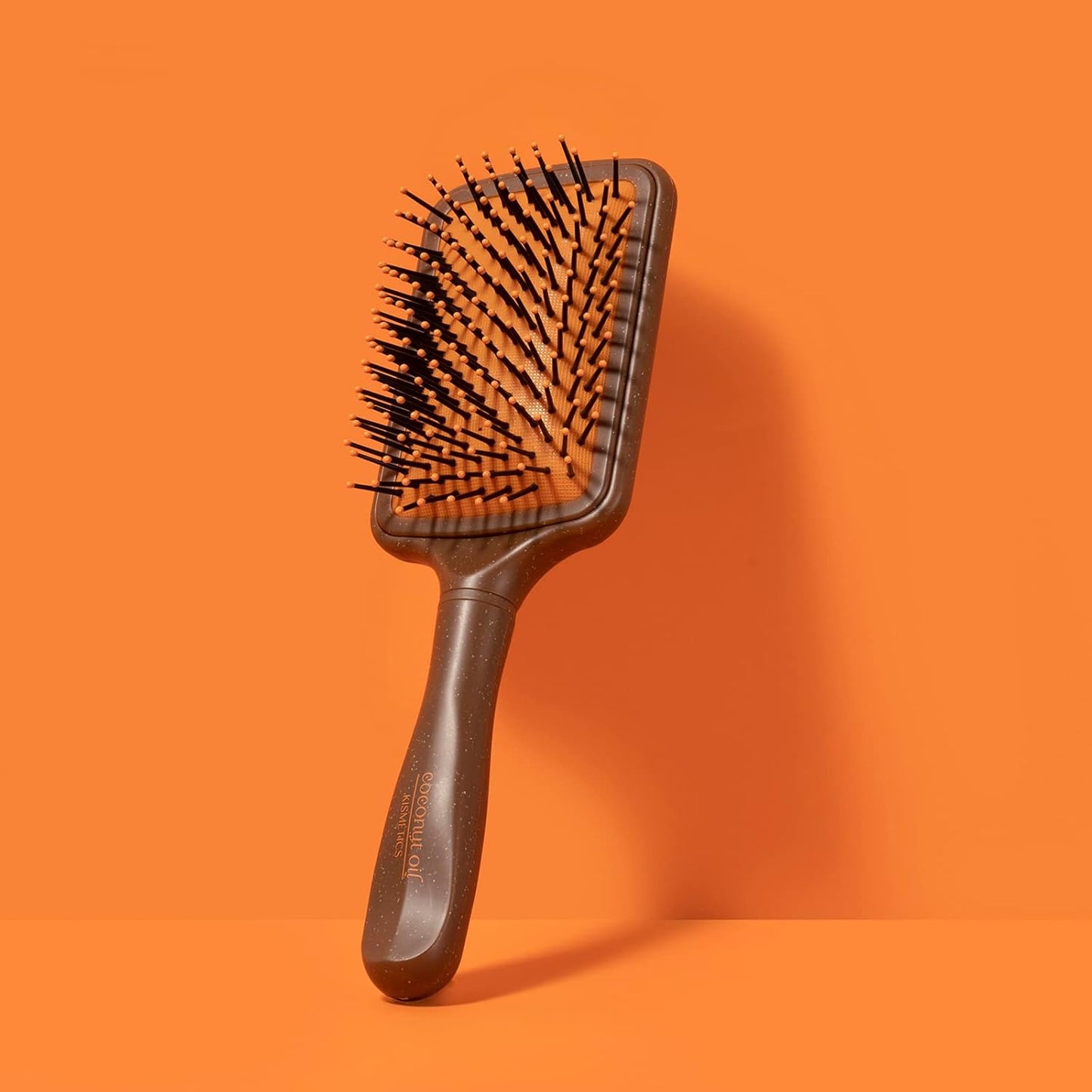Coconut Oil Infused HAIR BRUSH, Scented Paddle Brush, for Gentle Detangling, Scalp Massage or Blow-dry. For All Hair Types. Brown