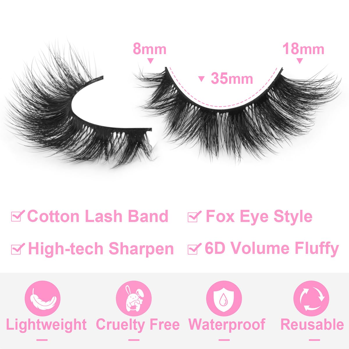 Mink Lashes False Eyelashes Wispy 3D Volume Cat Eye Faux Mink Eyelashes Natural Look 18mm Strip Eyelashes Pack 7 Pairs by Kiromiro