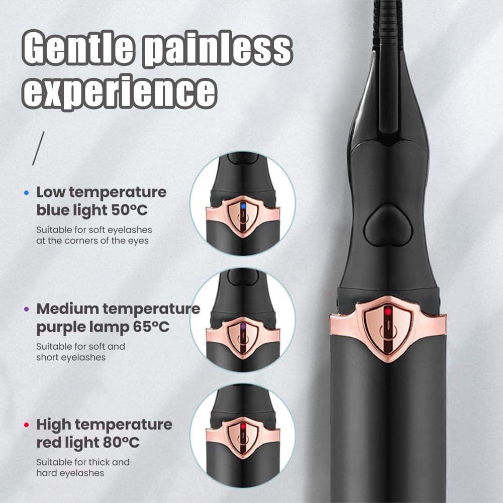 Peshoriadm Eyelash Curler, Electric Eyelash Curler Heated, 2025 New Heated Eyelash Curler with USB Charging, 3 Heat Modes and Smart Temperature Control, Natural Curling 24h Long-Lasting Curl (2Pcs-A)