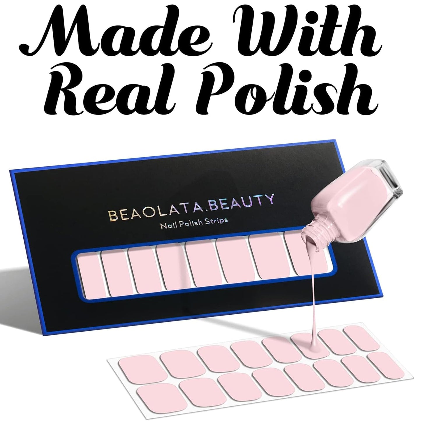 Nail Polish Strips, 32PCS Salon Quality Wraps, Long Lasting Gel Nail Stickers for Women Easy Apply& Remove (Taro Slushy)