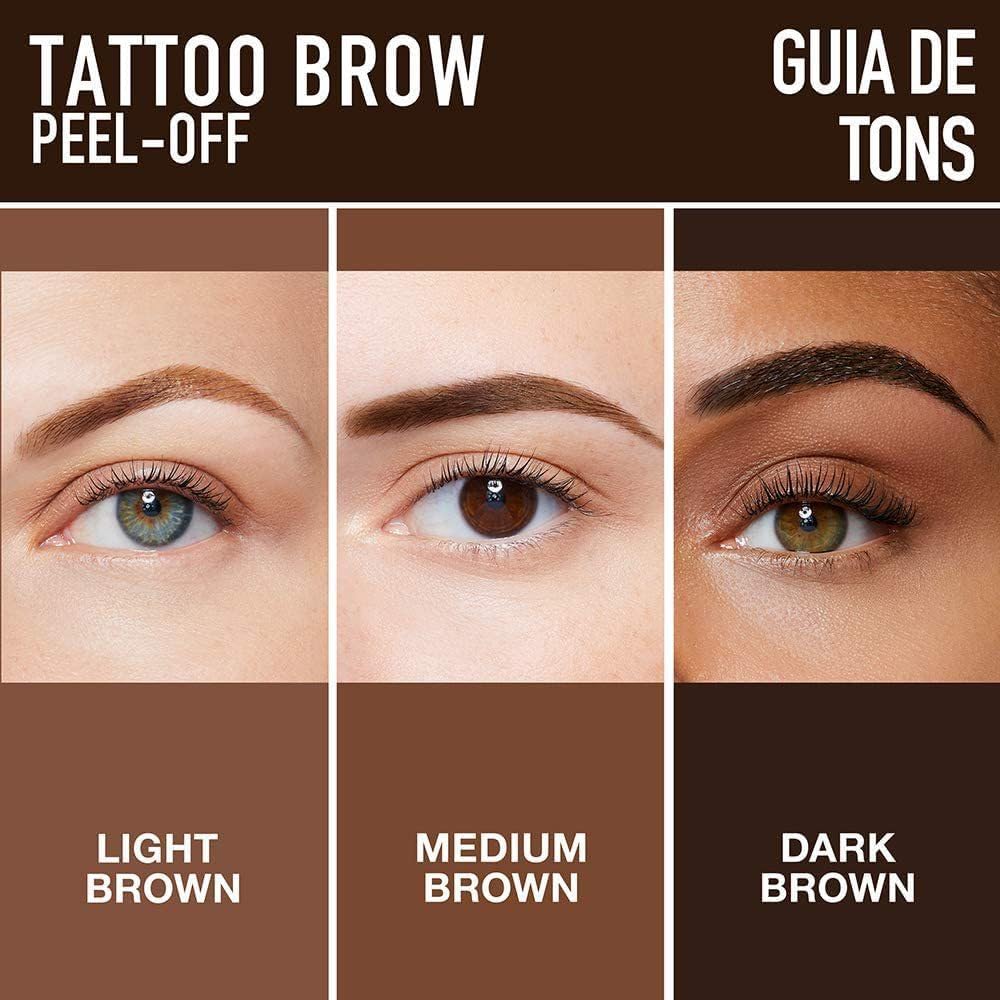 Tattoo Eyebrow Gel Easy Peel Off, Peel Off Eyebrow Tint, Easy Peel off Eyebrow Gel, Peel Off Eyebrow Tint, Waterproof & Sweatproof for All Skin Types (#2 Medium Brown + #3 Dark Brown)