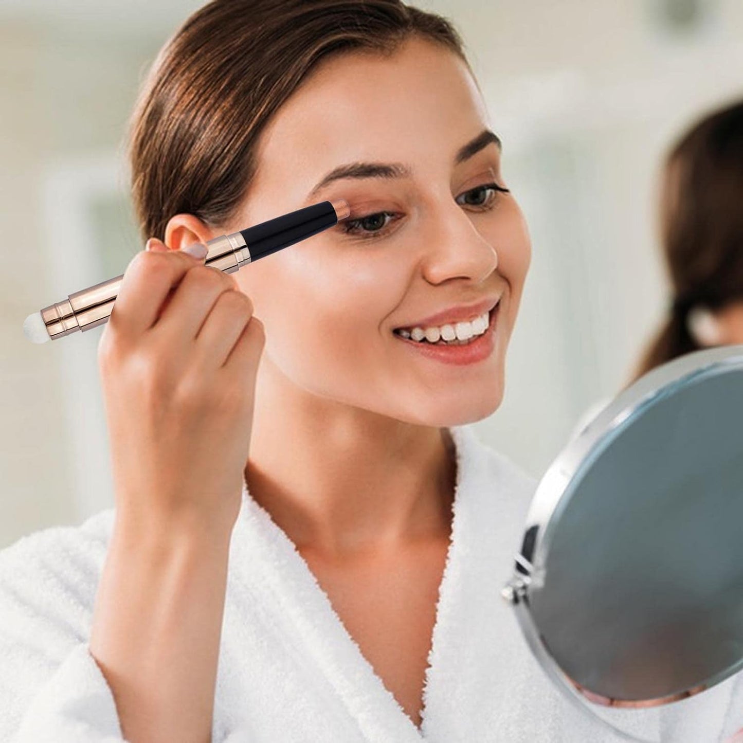 Copper Eyeshadow Stick And Sponge Makeup Brush Cream Shimmer Smooth Shadow Pencil Eyeliner Long Lasting Waterproof Eye Shadow Highlighter Stick Hypoallergenic Multi-Dimensional Eyes Look ( # 05)