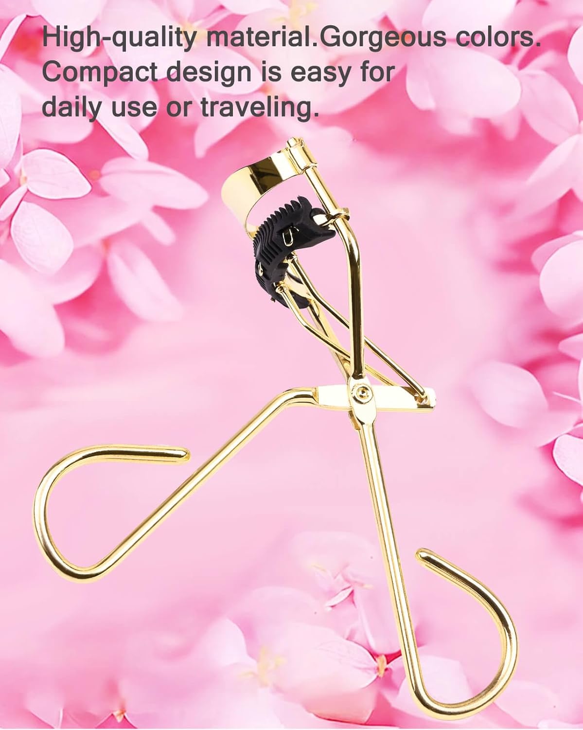 Eyelash Curlers with Comb IMMER LIEBEN Fashion Cute Eye Lash Curler with 3 Combs, 3 Refill, 10 Seconds for Long-Lasting Curl Gold