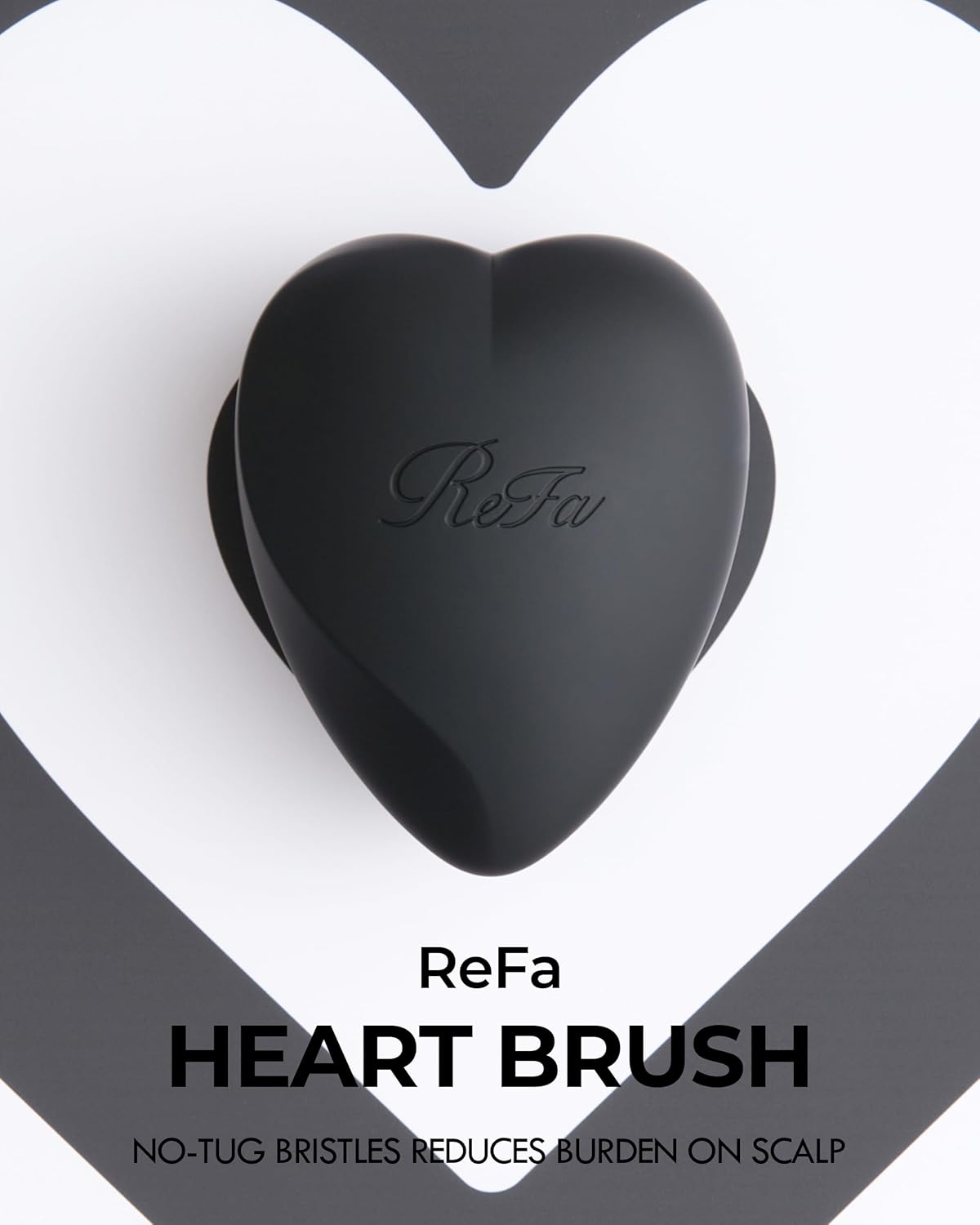 ReFa Heart Brush MATTE BLACK | Heart Shaped Hair Brush for Women | No Tangle Hair Brush | Small Hair Brush for Thick Hair | Hair Detangler Hair Brush Travel Hair Brush