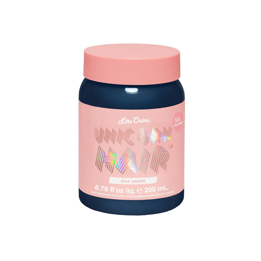 Lime Crime Full Coverage Unicorn Hair Dye, Blue Smoke - Damage-Free Semi-Permanent Hair Color Conditions & Moisturizes - Temporary Hair Tint Kit Has A Sugary Citrus Vanilla Scent - Vegan