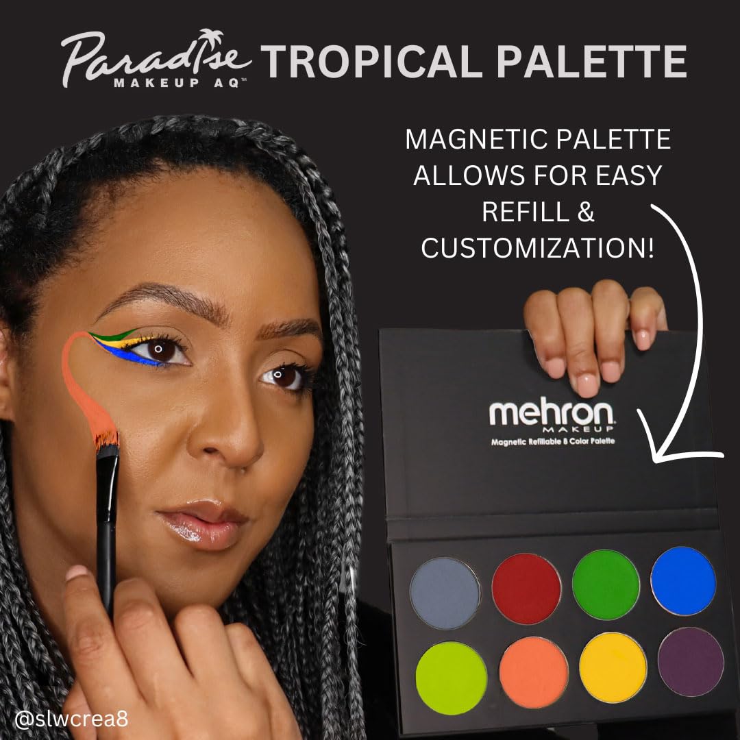 Mehron Makeup Paradise Makeup FX 8 Color Tropical Palette | Magnetic Refillable Body Paint & Face Paint Palette | Professional & Water Activated | Costumes, SFX, Halloween, & Cosplay