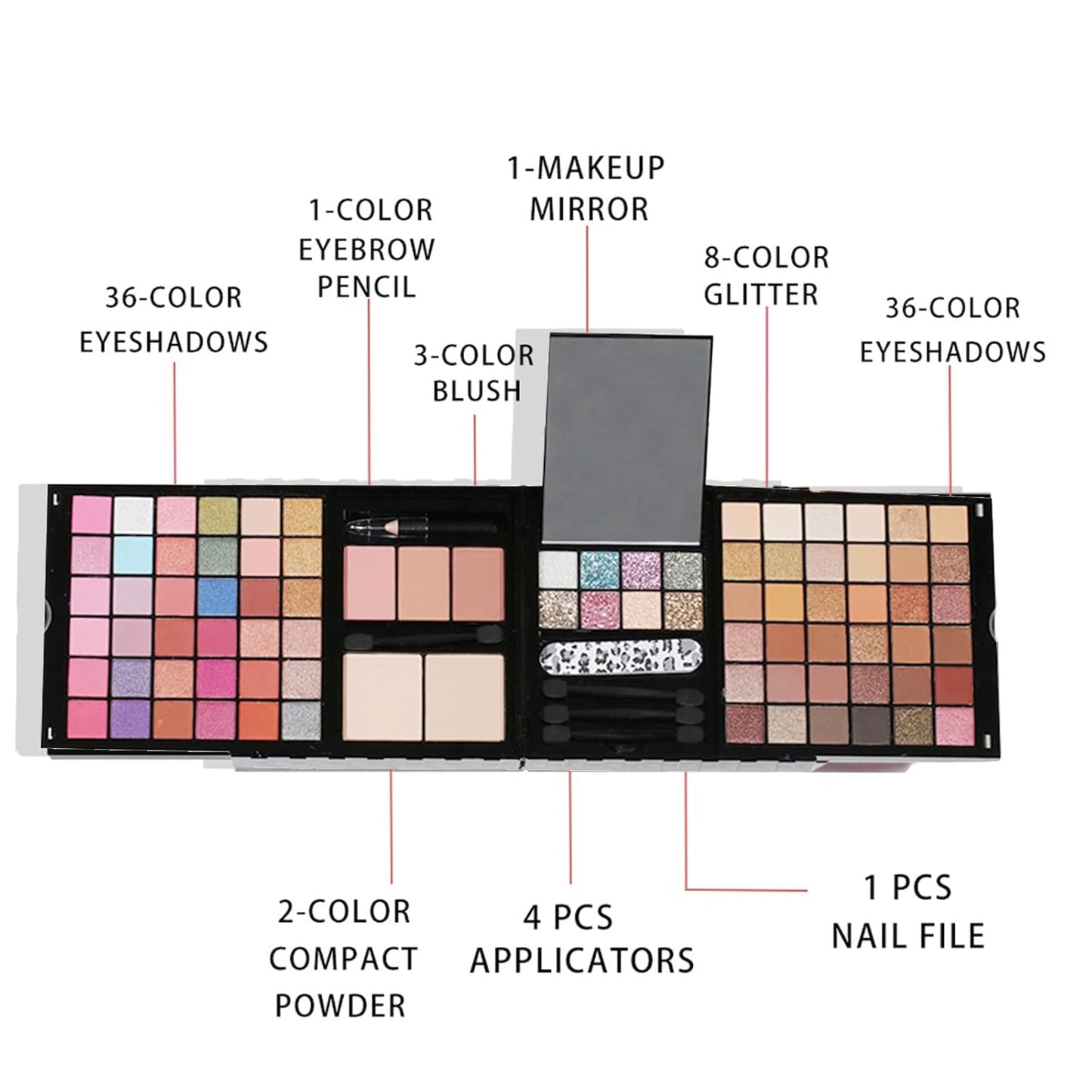 Makeup Sets, Multifunction Makeup Palettes with Mirror, 72 Color Eyeshadows/Compact Powder/Sequins/Bronzing Powder/Highlighter/Lip Color, Makeup kit for Women Full Kit - #C