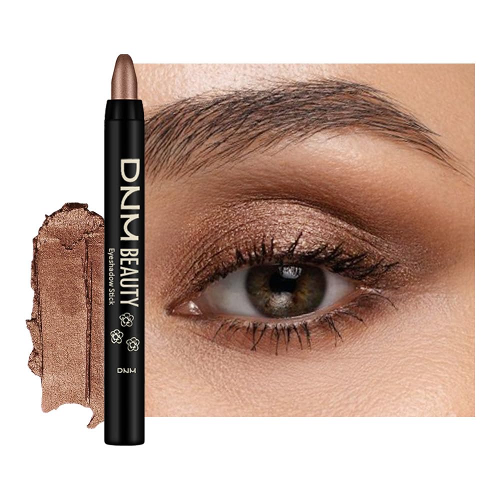 evpct Copper Brown Shimmer Cream Eye Shadow Sticks Brightener Pencils for Women, Bronze Brown Silky Eyeshadow Applicator Stick Pen Waterproof, Crease-Proof Stick Eyeshadow Shimmer Eye Makeup 73