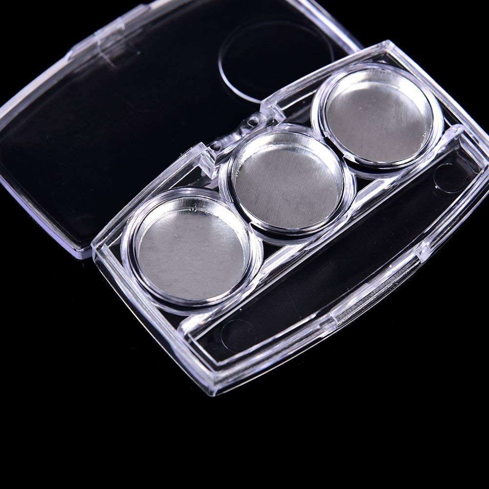 10 Pcs Clear Empty Eyeshadow Palette Plastic Eyeshadow Storage Box Case with 3 Grids Palettes Lipstick Box Pigment Palette Tray Plastic Cosmetics Container Box DIY Makeup Powder Sample Box