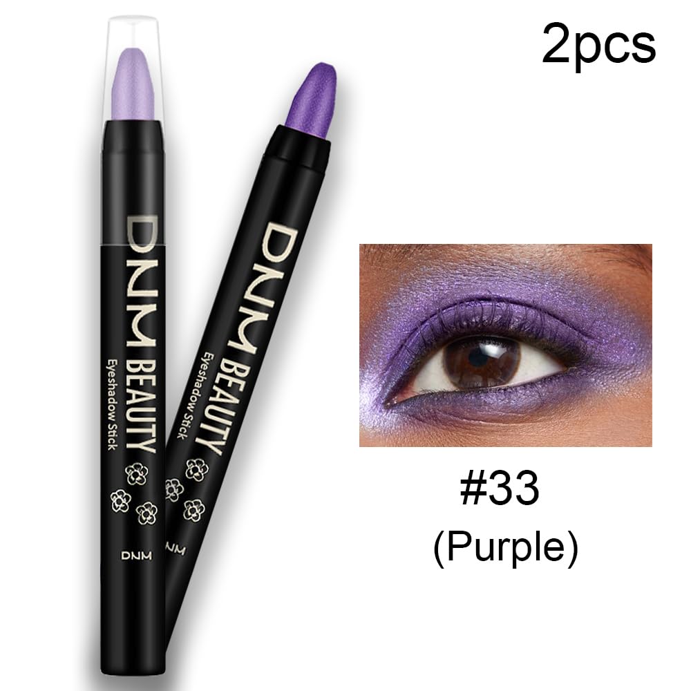 Kaely 2Pcs Cream Eyeshadow Sticks Set for Eyes Waterproof,Purple Shimmer Eye shadow Stick Pencil Pen Bulk sombras en crema para ojos 33+33